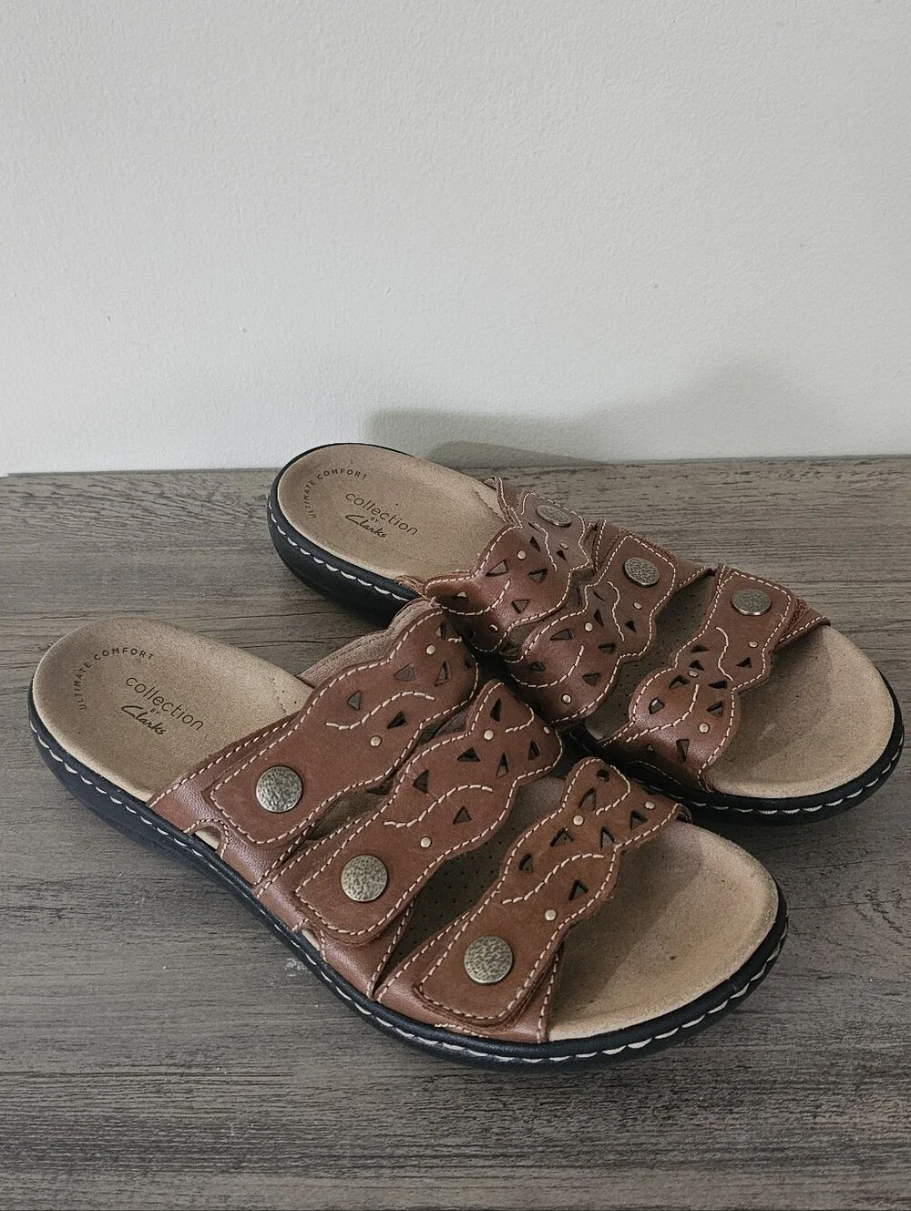 Clarks Leisa Cacti Q sandals Boho leather Casual slides 8 M
